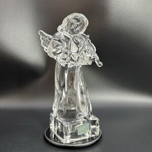 Vintage Mikasa Crystal Angel Violin Figurine Germany Lead Crystal Herald 8”
